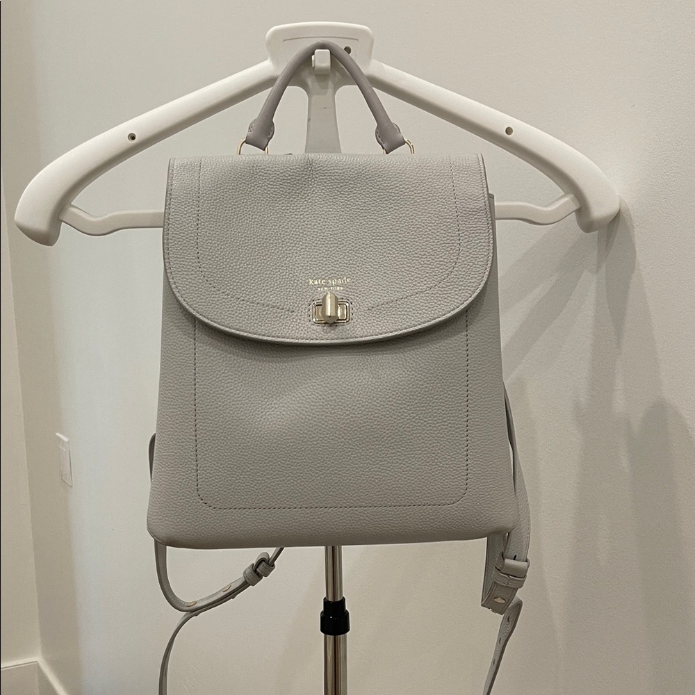 Kate Spade Light Gray Leather Backpack